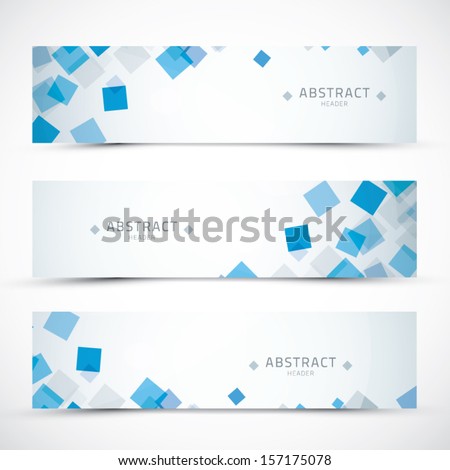 Three blue business abstract banner headers vector eps10