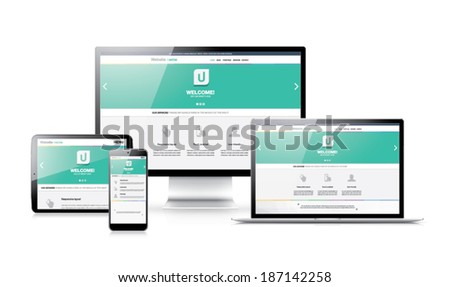 Flat modern responsive web design in electronic devices