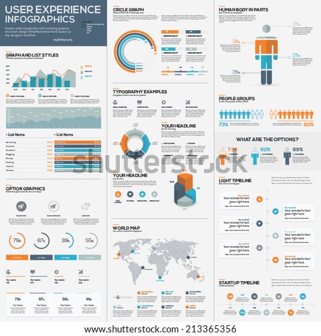 Big pack of data visualization vector infographics and elements