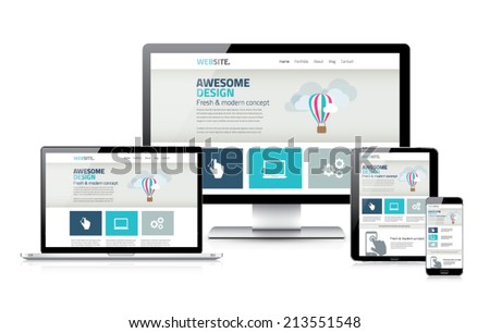 Stylish responsive web design development coding vector concept