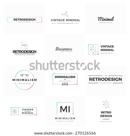 Set of modern and minimal vintage vector logos. Modern and minimalism syled vector logos for multiple use. Fresh ideas for brand identity work.
