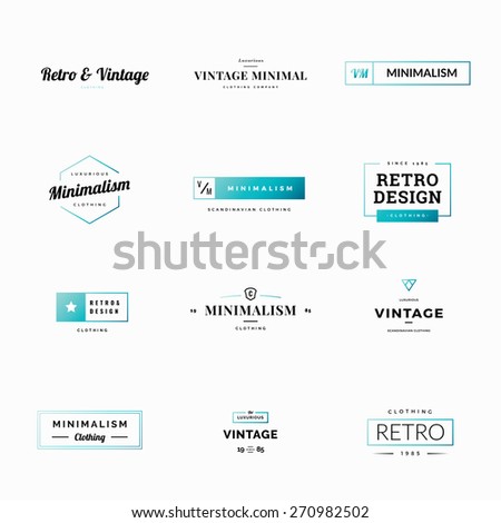 Twelve minimal vintage and retro vector logos for shops. Modern and minimalism styled vector logos for multiple use. Fresh ideas for brand identity work.