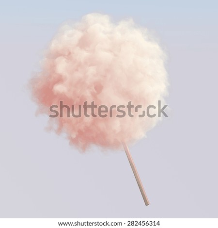 Pink cotton candy on wooden stick