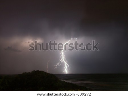 Lightning flash at sea