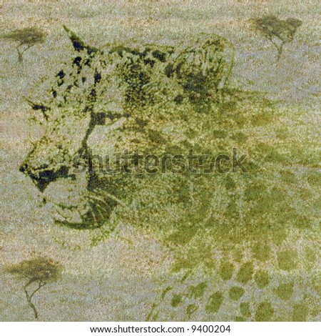 Shadowy outline of leopard on the grasslands of Africa - background use or extinction concept