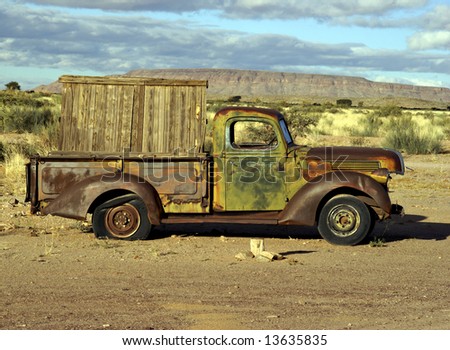 Old truck - superimpose your message on the board on the back