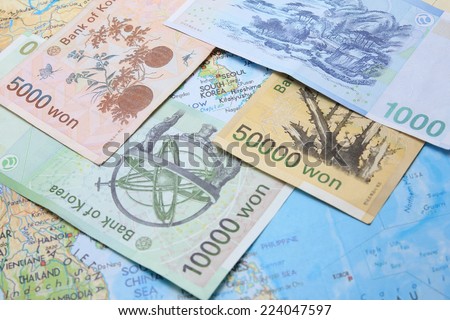 South Korean Won currency around Seoul