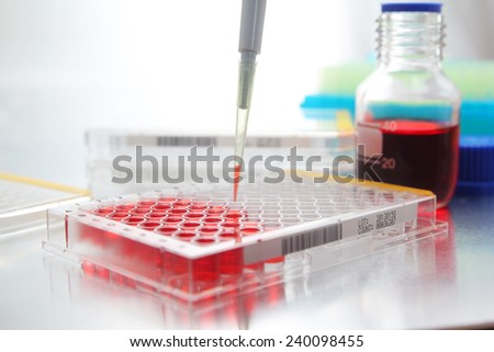 Sample being loaded into well plate for analysis in lab