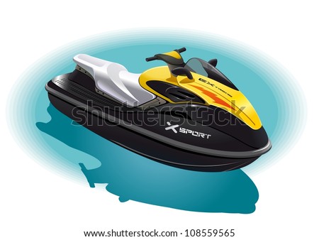 Water bike. Illustration of the water bike for an unforgettable ride on the sea.
