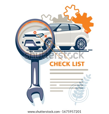 The diagnostic station detects car faults, draws up a checklist of all breakdowns and analyzes the state of the transport. Сток-фото © 