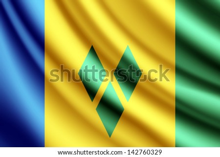 Waving flag of Saint Vincent and Grenadines, vector