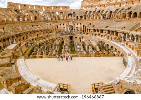 ROME - April 4: Colosseum (Coliseum) in on  April 4, 2014 Rome, Italy. The Colosseum is an important monument of antiquity and is one of the main tourist attractions of Rome.