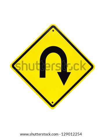 U Turn Road Traffic Sign On Isolated Stock Photo 129012254 : Shutterstock