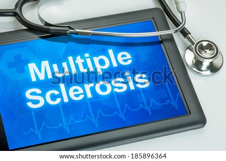 Tablet with the diagnosis multiple sclerosis on the display