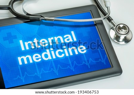 Tablet with the medical specialty Internal medicine on the display