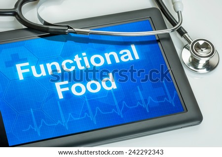 Tablet with the text Functional Food on the display