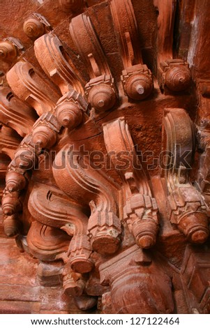 Detail of stone carving at Fatehpur Sikri, the world heritage architecture, called Ghost city near Agra, Uttarpradesh, India