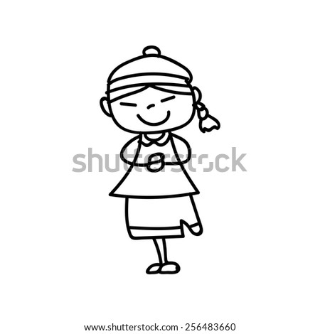 hand drawing cartoon character happiness, Stock vector