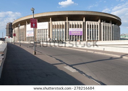 MOSCOW - MAY 12: Olympic Stadium in Olympic Avenue on May 12, 2015 in Moscow. Olympic Stadium, known locally as Olimpiyskiy or Olimpiski, is a large indoor arena, located in Moscow, Russia.