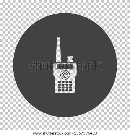 Portable radio icon. Subtract stencil design on tranparency grid. Vector illustration.