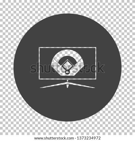 Baseball tv translation icon. Subtract stencil design on tranparency grid. Vector illustration.