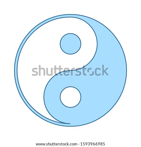 Yin And Yang Icon. Thin Line With Blue Fill Design. Vector Illustration.