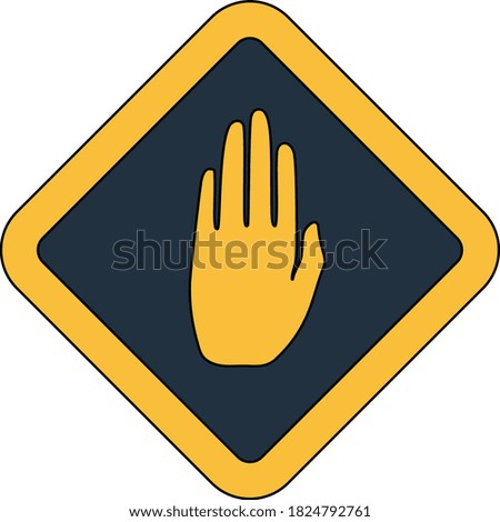 Icon Of Warning Hand. Outline With Color Fill Design. Vector Illustration.