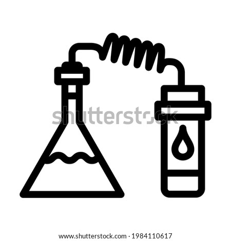 Icon Of Chemistry Reaction With Two Flask. Editable Bold Outline Design. Vector Illustration.