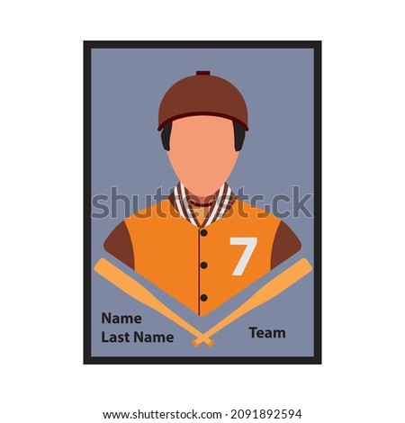 Baseball Card Icon. Flat Color Design. Vector Illustration.