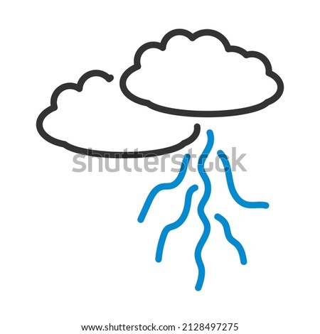 Clouds And Lightning Icon. Editable Bold Outline With Color Fill Design. Vector Illustration.