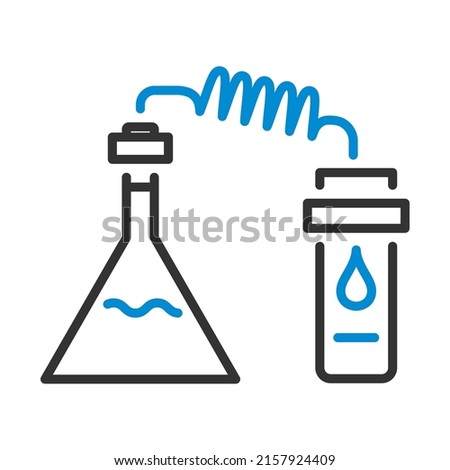 Icon Of Chemistry Reaction With Two Flask. Editable Bold Outline With Color Fill Design. Vector Illustration.