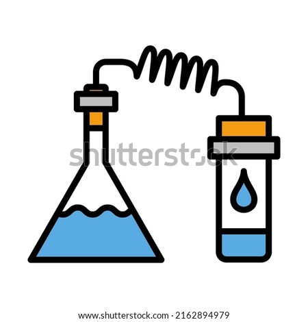 Icon Of Chemistry Reaction With Two Flask. Editable Bold Outline With Color Fill Design. Vector Illustration.