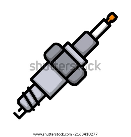 Spark Plug Icon. Editable Bold Outline With Color Fill Design. Vector Illustration.
