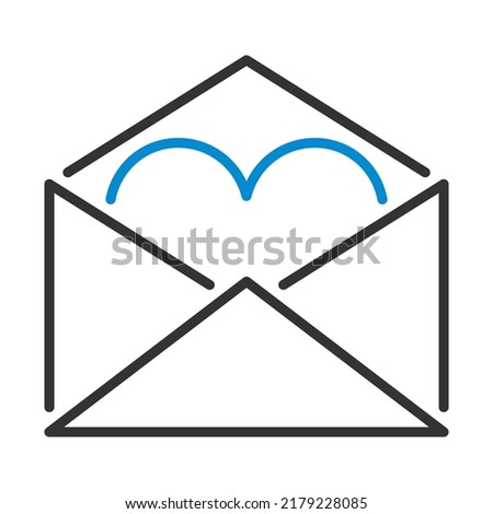Valentine Envelop With Heart Icon. Editable Bold Outline With Color Fill Design. Vector Illustration.