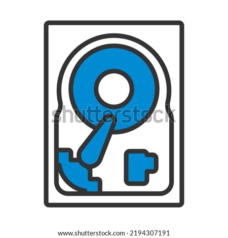 HDD Icon. Editable Bold Outline With Color Fill Design. Vector Illustration.