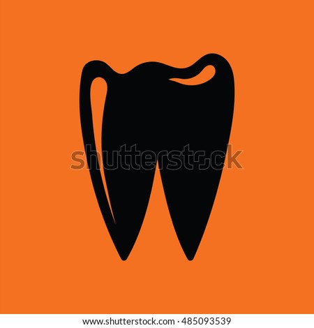 Tooth icon. Orange background with black. Vector illustration.