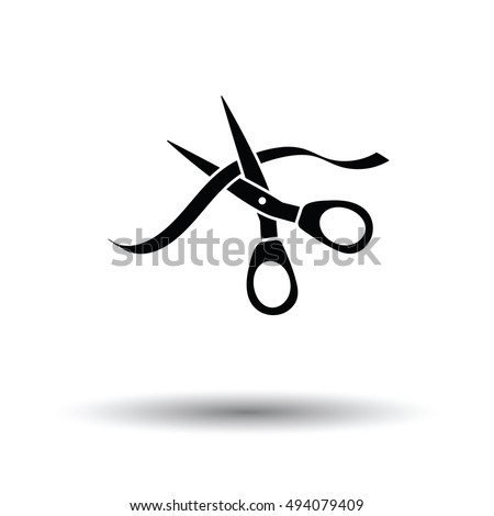 Ceremony ribbon cut icon. White background with shadow design. Vector illustration.