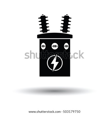 Electric transformer icon. White background with shadow design. Vector illustration.