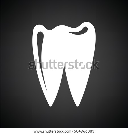 Tooth icon. Black background with white. Vector illustration.