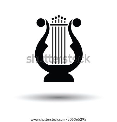 Lyre icon. White background with shadow design. Vector illustration.