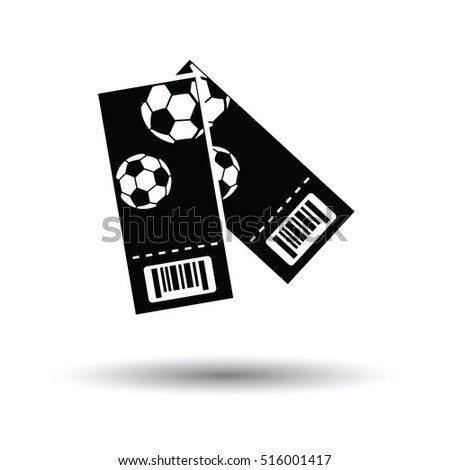 Two football tickets icon. White background with shadow design. Vector illustration.