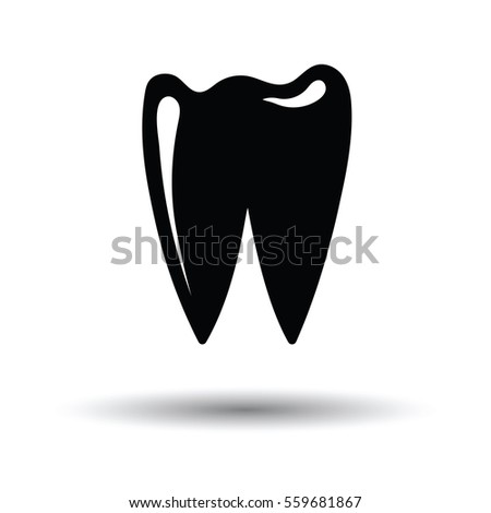 Tooth icon. White background with shadow design. Vector illustration.