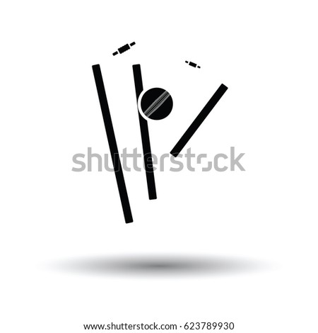 Cricket wicket icon. White background with shadow design. Vector illustration.