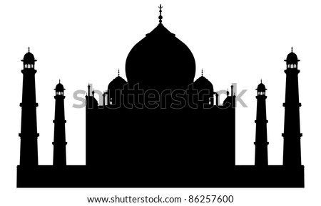 Taj Mahal Temple  Landmark Silhouette. Agra, Asia, India.  Elegant Very Smooth and High Detail Vector illustration.