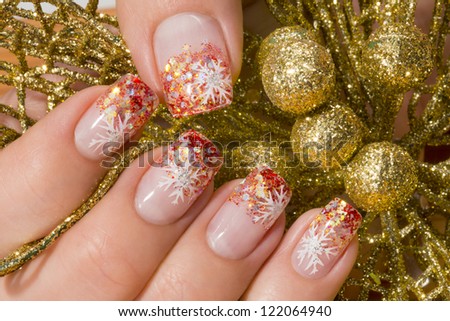 beautiful hand with fresh manicured stylish nails