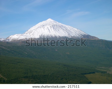 Snow capped Pico de  Teide Volcano, Tenerife, Canary Islands, Spain.\
\
The third largest volcano on Earth.\
\
The summit is at an elevation of 12,188 feet (3,715 m).