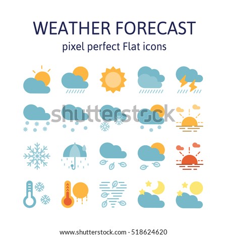 WEATHER FORECAST : Flat icons , pictogram and symbol collection.