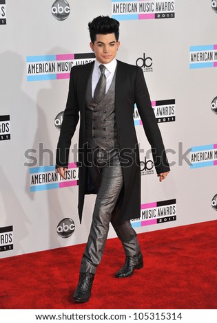 LOS ANGELES, CA - NOVEMBER 20, 2011: Adam Lambert arriving at the 2011 American Music Awards at the Nokia Theatre, L.A. Live in downtown Los Angeles. November 20, 2011  Los Angeles, CA
