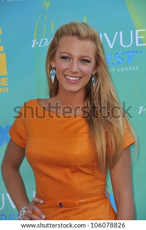 LOS ANGELES, CA - AUGUST 7, 2011: Blake Lively arrives at the 2011 Teen Choice Awards at the Gibson Amphitheatre, Universal Studios, Hollywood. August 7, 2011  Los Angeles, CA