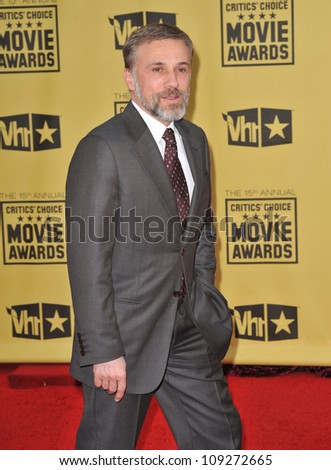 LOS ANGELES, CA - JANUARY 15, 2010: Christoph Waltz at the 15th Annual Critics\' Choice Movie Awards, presented by the Broadcast Film Critics Association, at the Hollywood Palladium.